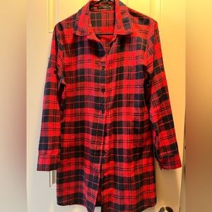 Red Flannel Holiday Shirt Dress